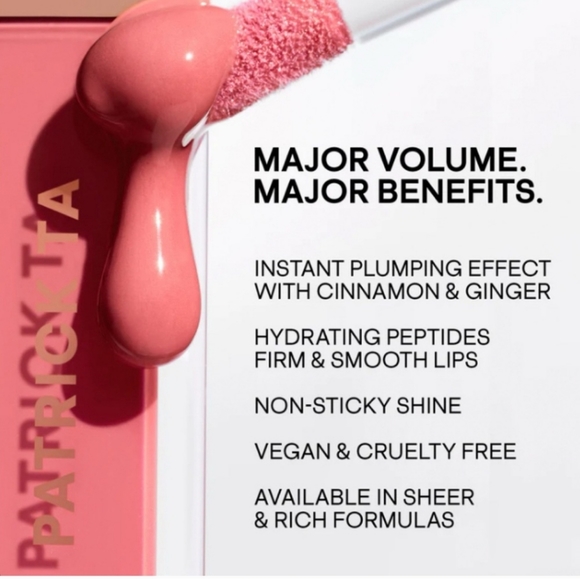 NIB Patrick Ta Major Volume Rich Plumping Lip Gloss - Say Less - Picture 2 of 3